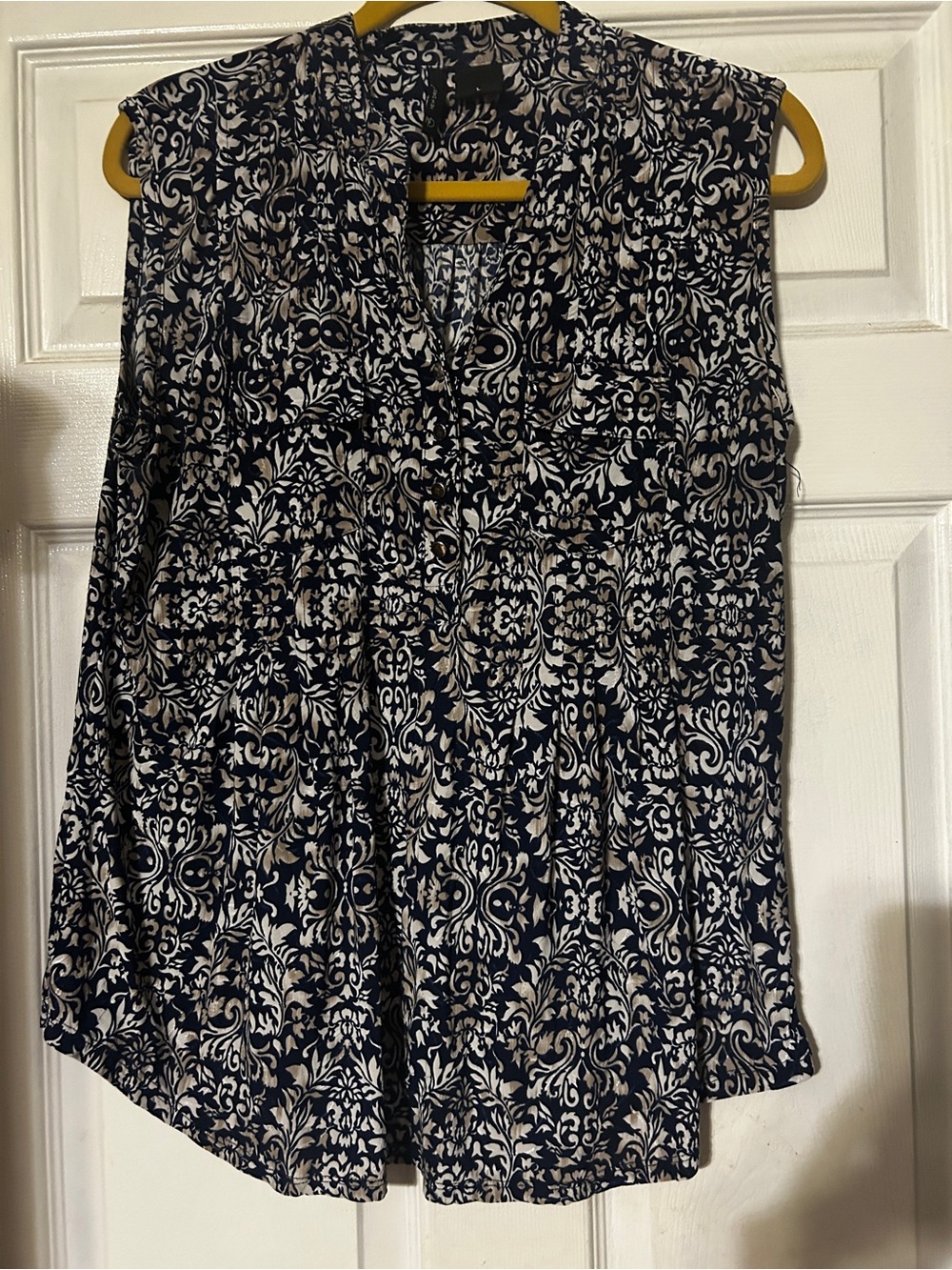 new directions Navy and White Printed A-Line Skirt